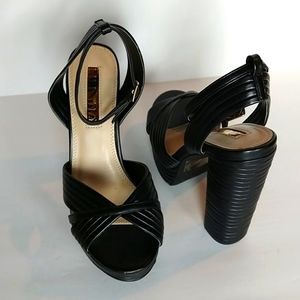 Lilliana Black Strappy Women's Heels Sz 8